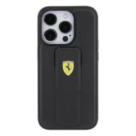  Ferrari Grip Stand Metal Logo iPhone 15 Pro kemény hátlap tok, fekete FEHCP15LGSPSIK