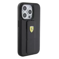   Ferrari Grip Stand Metal Logo iPhone 15 Pro kemény hátlap tok, fekete FEHCP15LGSPSIK