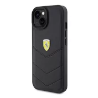   Ferrari Quilted Metal Logo iPhone 15 / 14 / 13 kemény hátlap tok, fekete FEHCP15SRDUK