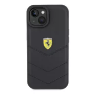   Ferrari Quilted Metal Logo iPhone 15 / 14 / 13 kemény hátlap tok, fekete FEHCP15SRDUK