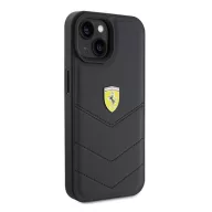   Ferrari Quilted Metal Logo iPhone 15 / 14 / 13 kemény hátlap tok, fekete FEHCP15SRDUK