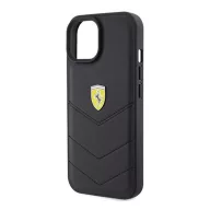   Ferrari Quilted Metal Logo iPhone 15 / 14 / 13 kemény hátlap tok, fekete FEHCP15SRDUK