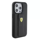 Ferrari Grip Stand Metal Logo iPhone 15 Pro Max kemény hátlap tok, fekete FEHCP15XGSPSIK