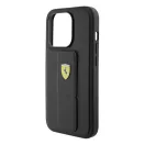 Ferrari Grip Stand Metal Logo iPhone 15 Pro Max kemény hátlap tok, fekete FEHCP15XGSPSIK