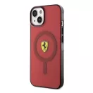 Ferrari Translucent iPhone 14 / 15 / 13 MagSafe kompatibilis kemény hátlap tok, piros FEHMP14SURKR