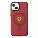 Ferrari Translucent iPhone 14 / 15 / 13 MagSafe kompatibilis kemény hátlap tok, piros FEHMP14SURKR
