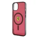 Ferrari Translucent iPhone 14 / 15 / 13 MagSafe kompatibilis kemény hátlap tok, piros FEHMP14SURKR