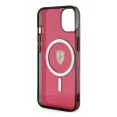Ferrari Translucent iPhone 14 / 15 / 13 MagSafe kompatibilis kemény hátlap tok, piros FEHMP14SURKR