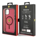Ferrari Translucent iPhone 14 / 15 / 13 MagSafe kompatibilis kemény hátlap tok, piros FEHMP14SURKR