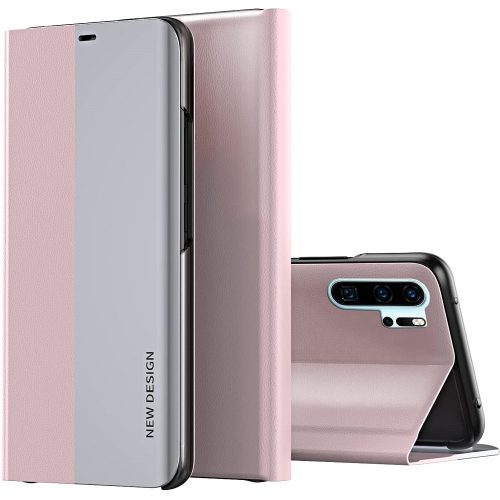 Huawei P30 Pro, Oldalra nyíló tok, stand, Wooze Silver Line, rózsaszín