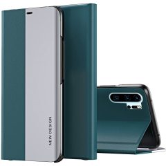   Huawei P40, Oldalra nyíló tok, stand, Wooze Silver Line, sötétzöld