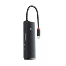 Baseus Lite Series 6 az 1-ben Hub USB-C-2x USB-A 3.0+USB-C+HDMI+SD/TF, fekete