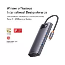 Baseus Metal Gleam Series 6 az 1-ben hub, USB-C - 3x USB-A 3.0 + HDMI + USB-C PD + VGA