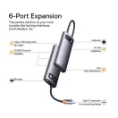 Baseus Metal Gleam Series 6 az 1-ben hub, USB-C - 3x USB-A 3.0 + HDMI + USB-C PD + VGA