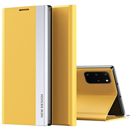 Samsung Galaxy A21s SM-A217F, Oldalra nyíló tok, stand, Wooze Silver Line, sárga