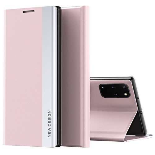 Samsung Galaxy S20 / S20 5G SM-G980 / G981, Oldalra nyíló tok, stand, Wooze Silver Line, rózsaszín