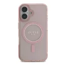 Guess IML Glitter Circle iPhone 16 MagSafe hátlap tok, rózsaszín GUHMP16SHFGEREP
