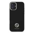 Guess Silicone Logo Strass 4G iPhone 16  hátlap tok, fekete GUHCP16SM4DGPK