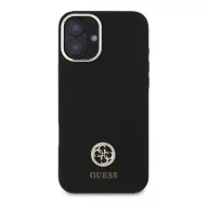  Guess Silicone Logo Strass 4G iPhone 16  hátlap tok, fekete GUHCP16SM4DGPK