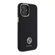   Guess Silicone Logo Strass 4G iPhone 16  hátlap tok, fekete GUHCP16SM4DGPK