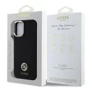 Guess Silicone Logo Strass 4G iPhone 16  hátlap tok, fekete GUHCP16SM4DGPK
