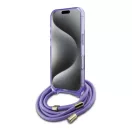 Guess Crossbody Cord Script iPhone 16 MagSafe hátlap tok karpánttal, lila GUHMP16SHCTSGNSU