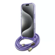   Guess Crossbody Cord Script iPhone 16 MagSafe hátlap tok karpánttal, lila GUHMP16SHCTSGNSU