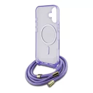   Guess Crossbody Cord Script iPhone 16 MagSafe hátlap tok karpánttal, lila GUHMP16SHCTSGNSU