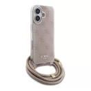 Guess Crossbody Cord 4G Print iPhone 16 hátlap tok, rózsaszín GUHCP16SHC4SEP