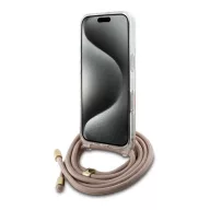   Guess Crossbody Cord 4G Print iPhone 16 hátlap tok, rózsaszín GUHCP16SHC4SEP