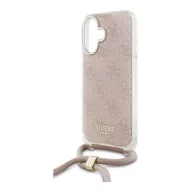   Guess Crossbody Cord 4G Print iPhone 16 hátlap tok, rózsaszín GUHCP16SHC4SEP