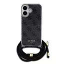 Guess Crossbody Cord 4G Print iPhone 16 hátlap tok, fekete GUHCP16SHC4SEK