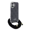 Guess Crossbody Cord 4G Print iPhone 16 hátlap tok, fekete GUHCP16SHC4SEK