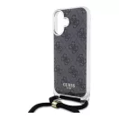 Guess Crossbody Cord 4G Print iPhone 16 hátlap tok, fekete GUHCP16SHC4SEK