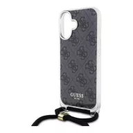   Guess Crossbody Cord 4G Print iPhone 16 hátlap tok, fekete GUHCP16SHC4SEK