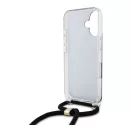 Guess Crossbody Cord 4G Print iPhone 16 hátlap tok, fekete GUHCP16SHC4SEK