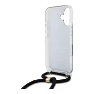   Guess Crossbody Cord 4G Print iPhone 16 hátlap tok, fekete GUHCP16SHC4SEK