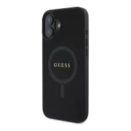   Guess Saffiano Classic Logo iPhone 16 MagSafe hátlap tok, fekete GUHMP16SPSAHMCK