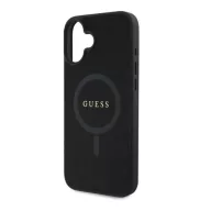   Guess Saffiano Classic Logo iPhone 16 MagSafe hátlap tok, fekete GUHMP16SPSAHMCK