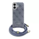 Guess Crossbody Cord 4G Print iPhone 16 hátlap tok, kék GUHCP16SHC4SEB