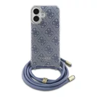   Guess Crossbody Cord 4G Print iPhone 16 hátlap tok, kék GUHCP16SHC4SEB