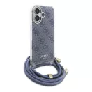 Guess Crossbody Cord 4G Print iPhone 16 hátlap tok, kék GUHCP16SHC4SEB