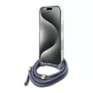 Guess Crossbody Cord 4G Print iPhone 16 hátlap tok, kék GUHCP16SHC4SEB