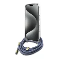   Guess Crossbody Cord 4G Print iPhone 16 hátlap tok, kék GUHCP16SHC4SEB