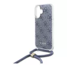 Guess Crossbody Cord 4G Print iPhone 16 hátlap tok, kék GUHCP16SHC4SEB