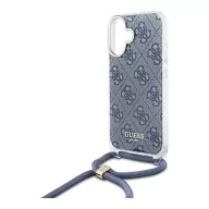   Guess Crossbody Cord 4G Print iPhone 16 hátlap tok, kék GUHCP16SHC4SEB