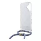 Guess Crossbody Cord 4G Print iPhone 16 hátlap tok, kék GUHCP16SHC4SEB