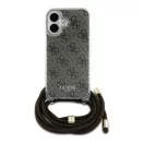 Guess Crossbody Cord 4G Print iPhone 16 hátlap tok, barna GUHCP16SHC4SEW