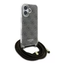 Guess Crossbody Cord 4G Print iPhone 16 hátlap tok, barna GUHCP16SHC4SEW