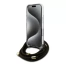 Guess Crossbody Cord 4G Print iPhone 16 hátlap tok, barna GUHCP16SHC4SEW